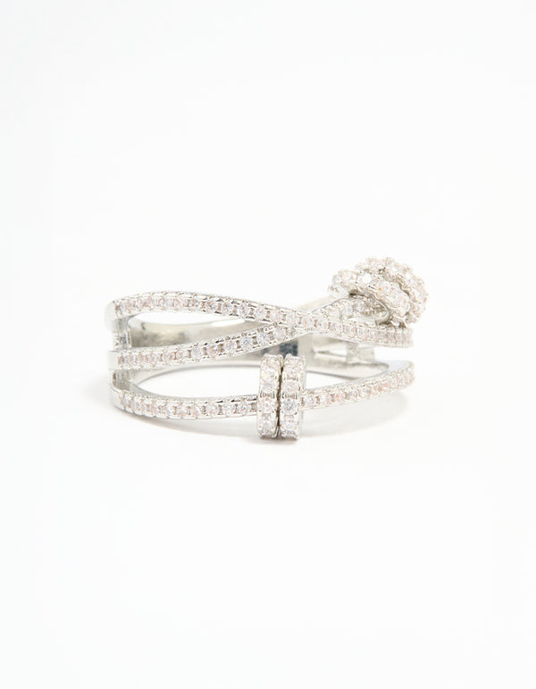 Silver Cubic Zirconia Rondell Stacked Ring