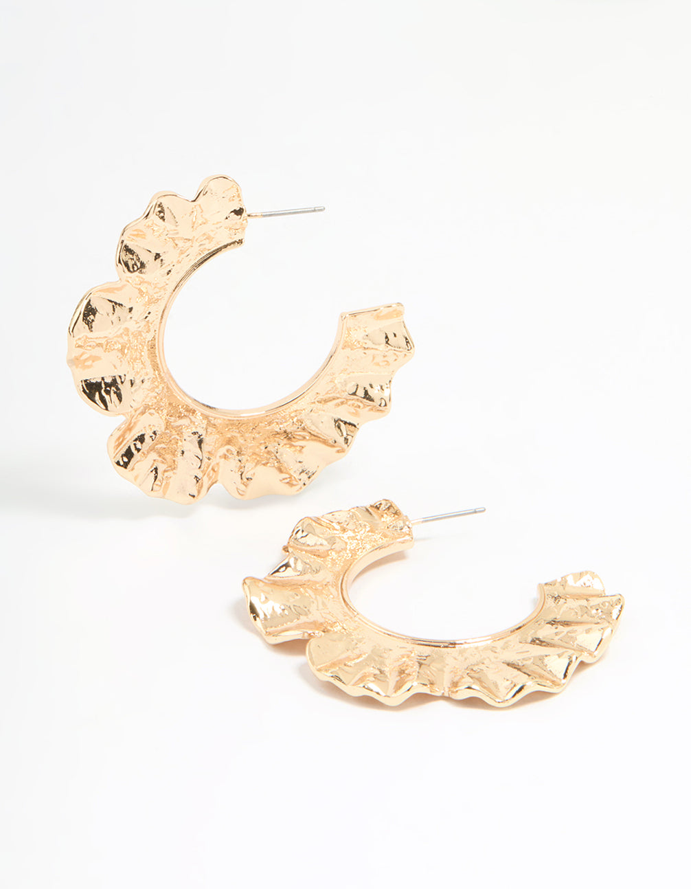 Gold Textured Circle Hoop Earrings