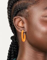 Gold Orange Beaded Hoop Earrings - link has visual effect only