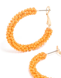 Gold Orange Beaded Hoop Earrings - link has visual effect only