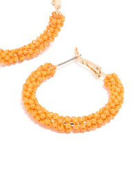 Gold Orange Beaded Hoop Earrings - link has visual effect only