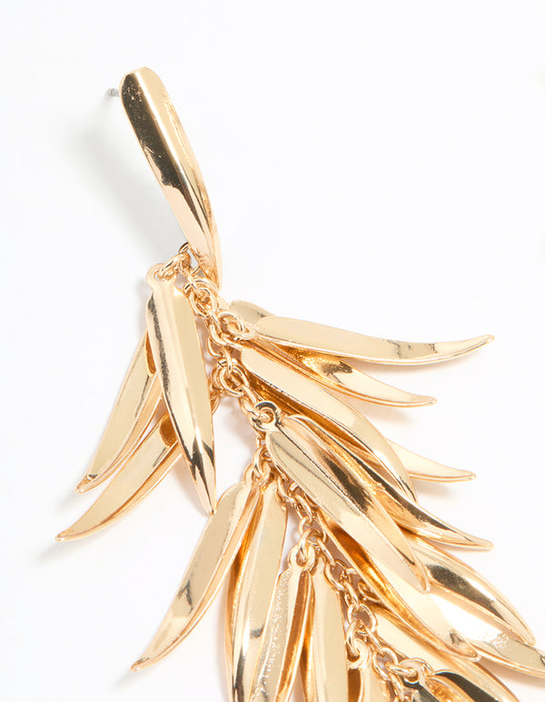 Gold Leaves Drop Earrings