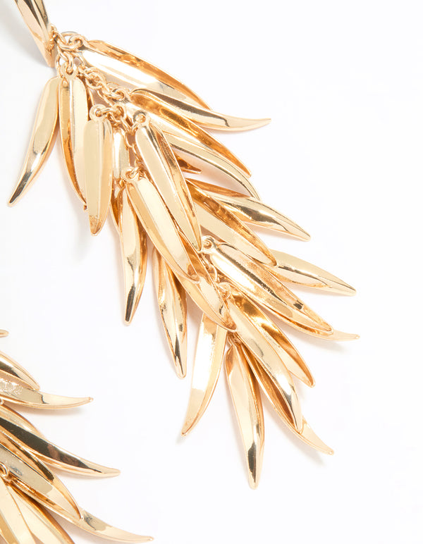Gold Leaves Drop Earrings