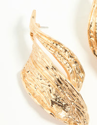 Gold Statement Leaf Stud Earrings - link has visual effect only