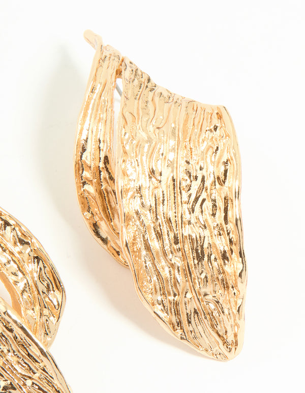 Gold Statement Leaf Stud Earrings