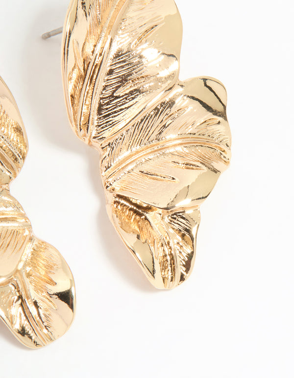 Gold Flower Petal Mini Stud Earrings