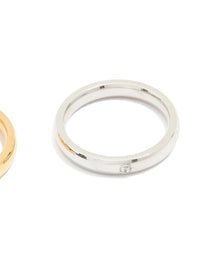 Waterproof Gold Plated Stainless Steel Mixed Metal Rings 3-Pack - link has visual effect only