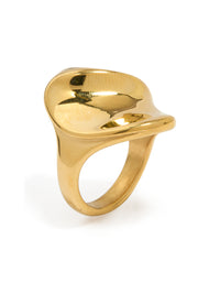 Waterproof Gold Plated Stainless Steel Curved Statement Ring - link has visual effect only