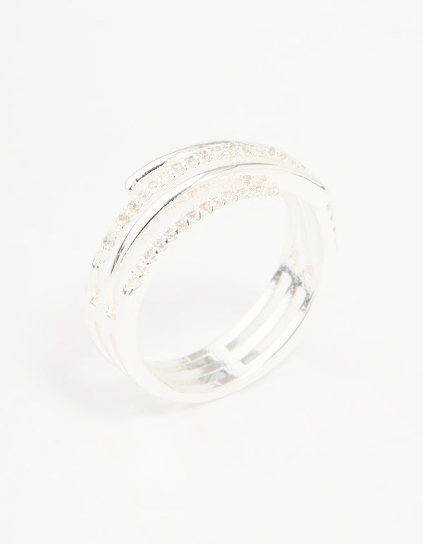 Silver Plated Cubic Zirconia Dainty Wrap Ring