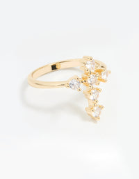 Gold Plated Cubic Zirconia Cross Ring - link has visual effect only
