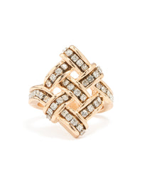 Gold Diamante Knot Statement Ring - link has visual effect only