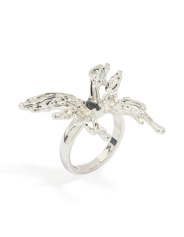 Silver Gothic Butterfly Ring