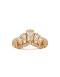 Gold Plated Cubic Zirconia Princess Crown Ring - link has visual effect only