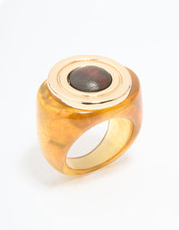 Gold Brown Stone Statement Ring - link has visual effect only