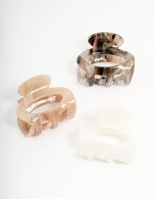 Neutral Acrylic Mini Oval Claw Clips 3-Pack