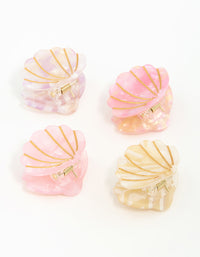 Pink & Cream Acrylic Mini Shell Claw Clips 4-Pack - link has visual effect only