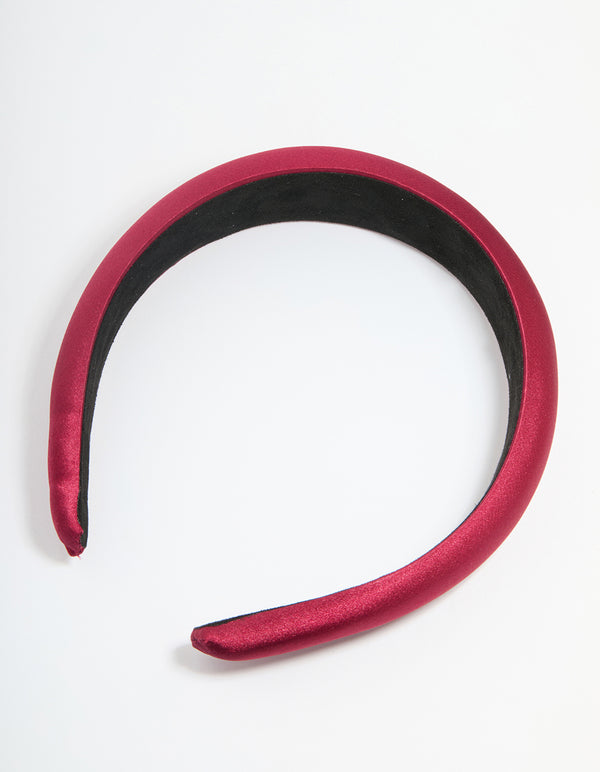 Maroon Satin Fabric Padded Headband