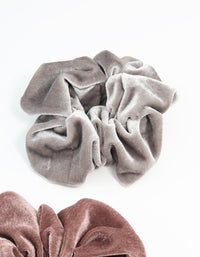 Grey & Brown Smooth Velvet Fabric Scrunchies 2-Pack - link has visual effect only