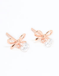 Rose Gold Plated Sterling Silver Cubic Zirconia Bow Earrings - link has visual effect only