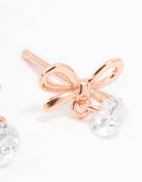 Rose Gold Plated Sterling Silver Cubic Zirconia Bow Earrings - link has visual effect only