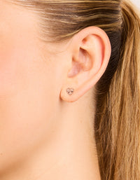 Rose Gold Plated Sterling Silver Textured Heart Stud Earrings - link has visual effect only