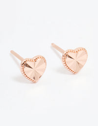Rose Gold Plated Sterling Silver Textured Heart Stud Earrings - link has visual effect only
