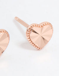 Rose Gold Plated Sterling Silver Textured Heart Stud Earrings - link has visual effect only