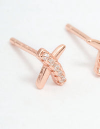 Rose Gold Plated Sterling Silver Cubic Zirconia Cross Earrings - link has visual effect only