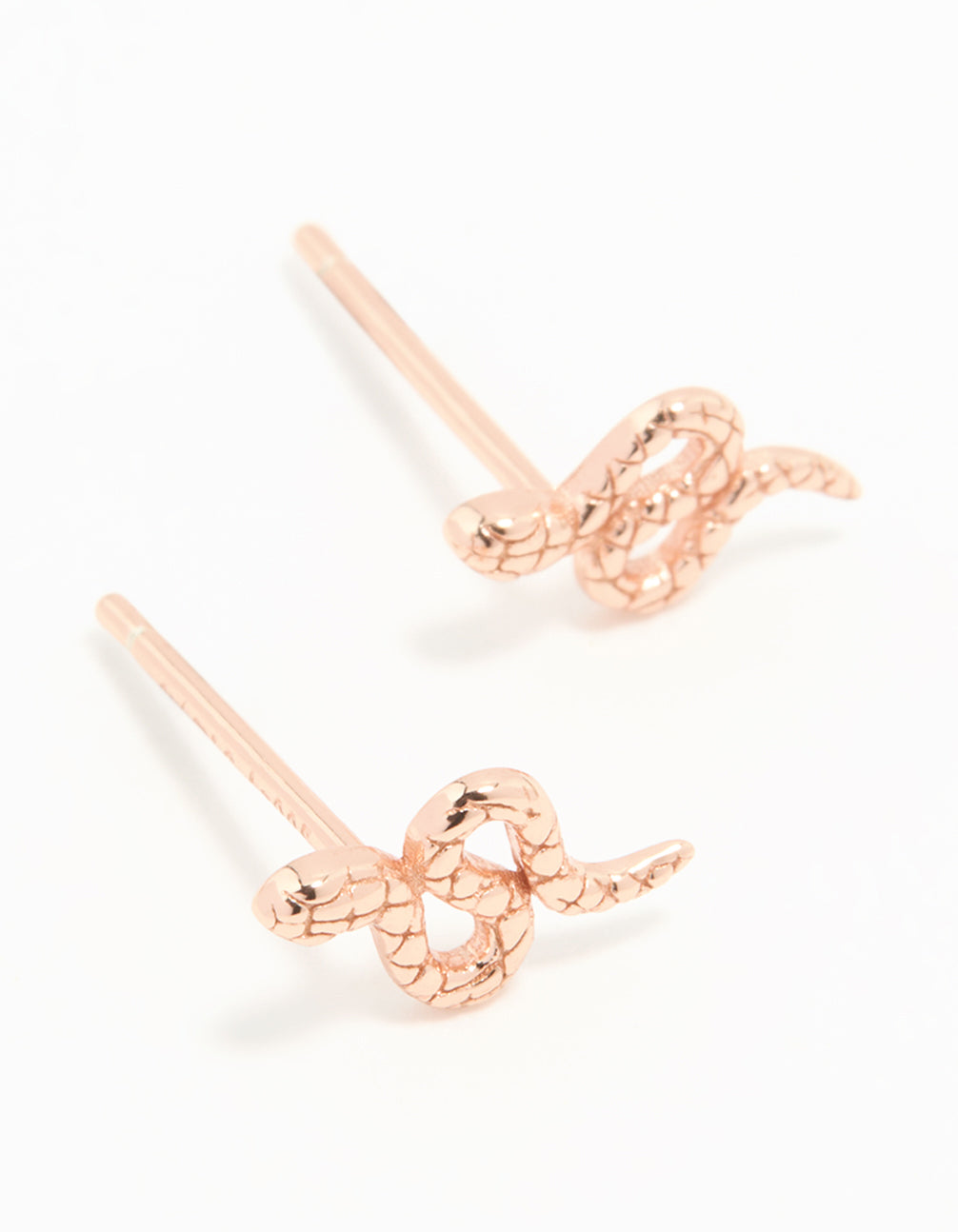Rose Gold Plated Sterling Silver Snake Studs
