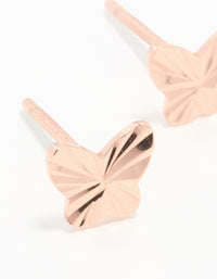 Rose Gold Plated Sterling Silver Ribbed Butterfly Stud Earrings - link has visual effect only