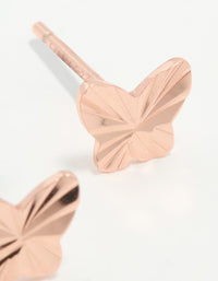 Rose Gold Plated Sterling Silver Ribbed Butterfly Stud Earrings - link has visual effect only