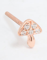 Rose Gold Plated Sterling Silver Cubic Zirconia Tiny Mushroom Stud Earrings - link has visual effect only