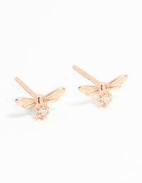 Rose Gold Plated Sterling Silver Cubic Zirconia Bee Stud Earrings - link has visual effect only
