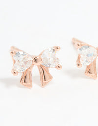 Rose Gold Plated Sterling Silver Cubic Zirconia Bow Stud Earrings - link has visual effect only