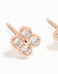 Rose Gold Plated Sterling Silver Cubic Zirconia Flower Stud Earrings - link has visual effect only