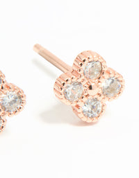 Rose Gold Plated Sterling Silver Cubic Zirconia Flower Stud Earrings - link has visual effect only