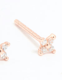 Rose Gold Plated Sterling Silver Cubic Zirconia Baby Flower Stud Earrings - link has visual effect only