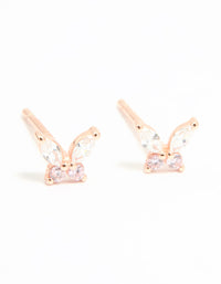 Rose Gold Plated Sterling Silver Cubic Zirconia Butterfly Stud Earrings - link has visual effect only