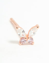 Rose Gold Plated Sterling Silver Cubic Zirconia Butterfly Stud Earrings - link has visual effect only