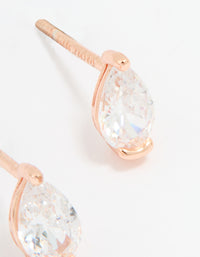 Rose Gold Plated Sterling Silver Cubic Zirconia Pear Stud Earrings - link has visual effect only
