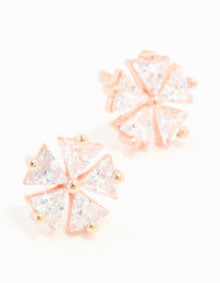 Rose Gold Plated Sterling Silver Cubic Zirconia Petal Stud Earrings - link has visual effect only