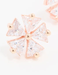 Rose Gold Plated Sterling Silver Cubic Zirconia Petal Stud Earrings - link has visual effect only