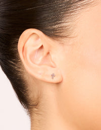 Rose Gold Plated Sterling Silver Cubic Zirconia Mini Cross Stud Earrings - link has visual effect only