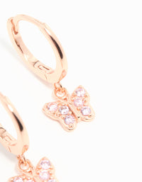 Rose Gold Plated Sterling Silver Cubic Zirconia Butterfly Huggie Earrings - link has visual effect only