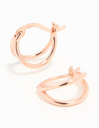 Rose Gold Plated Sterling Silver Double Hoop Earrings - link has visual effect only
