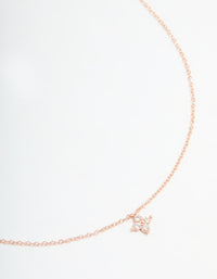Rose Gold Plated Sterling Silver Cubic Zirconia Micro Flower Necklace - link has visual effect only