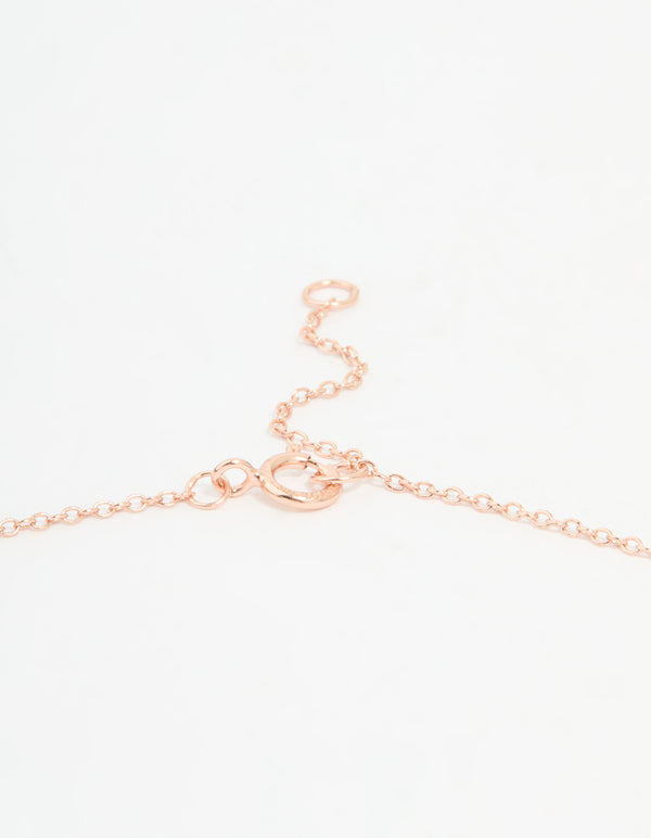 Rose Gold Plated Sterling Silver Cubic Zirconia Micro Flower Necklace