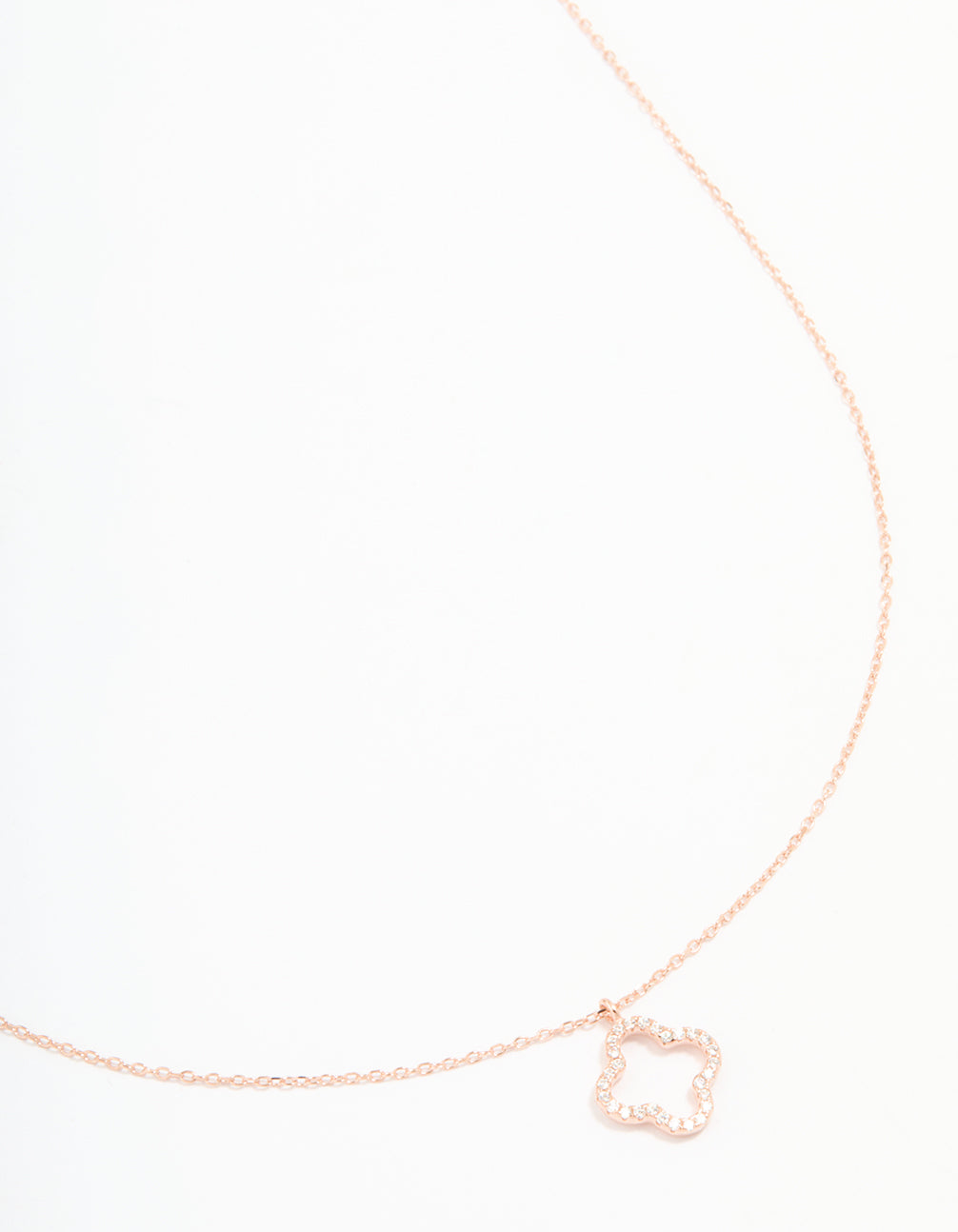 Rose Gold Plated Sterling Silver Cubic Zirconia Flower Pendant Necklace