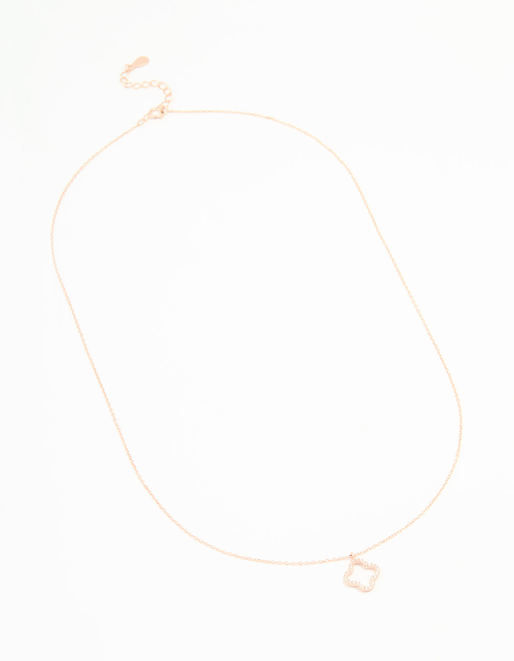 Rose Gold Plated Sterling Silver Cubic Zirconia Flower Pendant Necklace
