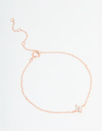 Rose Gold Plated Sterling Silver Cubic Zirconia Tiny Flower Bracelet - link has visual effect only